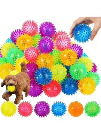 3 Pieces Set Of Squeaking Chewing Toys With Sharp Surfaces And Rustling Sounds - 2.16 Inches, Suitable For Small Dogs And Puppies, Rubber Ball Toys For Cleaning Teeth Or Playing Alone/With Others - Ideal Christmas Gift, Suitable For Indoor Use, Easy To Clean, Bite-Resistant Pet Tennis Ball Size