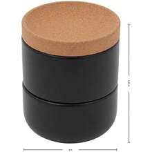 Contenedor de cerámica y corcho para almacenar ajos, transpirable, permite el flujo de aire para mayor frescura, apilable, ahorra espacio, tapa de corcho natural y cerámica color(Salt Cellar Set Negro -) - Multicolor - Ver 3
