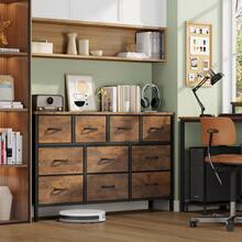 GIKPAL 10 Drawer Dresser For Bedroom, Dresser TV Stand With Power Outlets, Entertainment Center Chest Of Drawers For 55'' Long TV, Wide Fabric Dresser For Storage And Organization,  Tiger Stripe - 查看 10