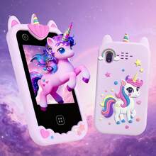 2,8 Zoll Kinder Telefon Spielzeug mit Einhorn Silikonhülle, stoßfestes Design, lustige Lernspiele & Musikplayer, kreatives Geschenk für Kinder, Weihnachten Halloween Geburtstag Geschenk für Kinder