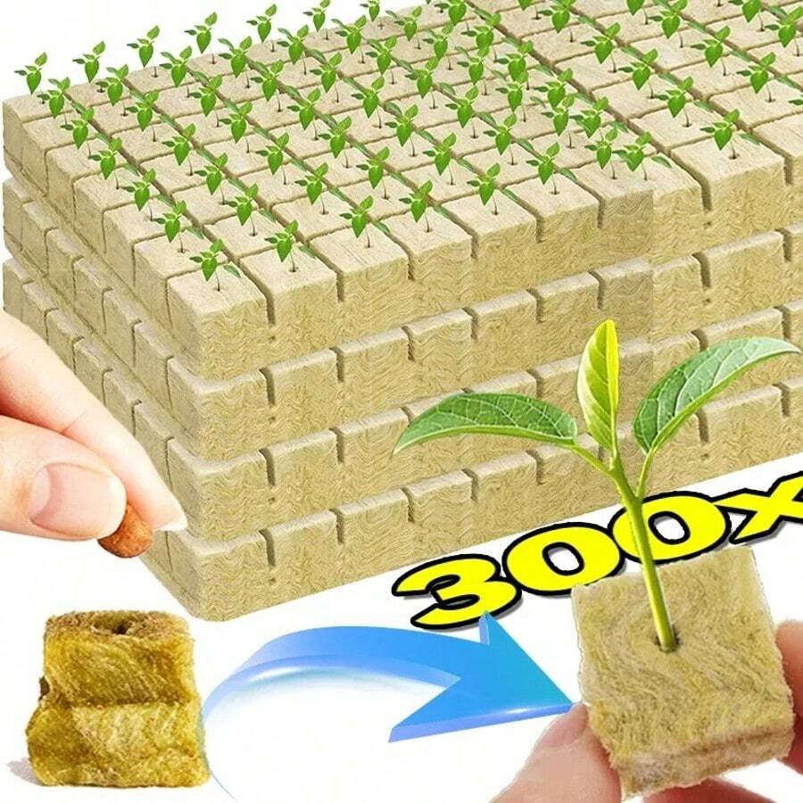 Stonewool Hydroponic Grow Cubes – Soilless Growing Media Plugs For Seedling Propagation, Sponge Blocks Substrate For Garden And Planting Use - Yellow - View 1