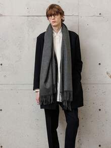 1pc Imitation Cashmere Scarf, Thick Knitted Neck Warmer For Men, Suitable For Autumn And Winter Men Accessories Men Scarves - Dark Grey - View 5