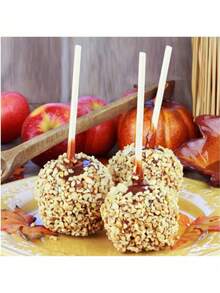 100根竹制苹果签，5毫米，5/7英寸（约15/20厘米），竹制焦糖苹果签，糖果棒棒糖签，玉米热狗签，烧烤签 - 竹子 - 查看 6