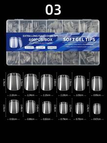 600Pcs Full Cover Press On Nail Tips Stiletto Almond Square Coffin French False Fake Soak Off Gel Nail Extension Tips Capsule Diy Press On Nails Nail Supplies Nails, Suitable For Beginners, Holiday DIY, Nail Salon Use - 彩色 - 查看 16