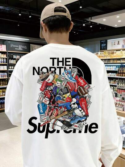 メンズユニセックスの長袖Tシャツ、着心地が良く、ゆったりとしたバージョン、オーバーサイズのシルエット、グラフィックプリント、ファッショナブルなデザイン、家でも外でも着用でき、あらゆる年齢層の方に適しています