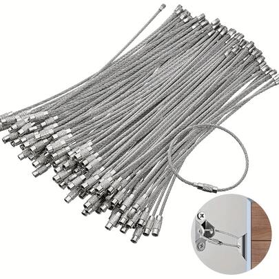 10 Peças Chaveiro de Cabo de Arame, Anel de Chave de Cabo de Metal, Anel de Chave de Arame, Alça de Aço Inoxidável, Etiqueta de Bagagem, Alças para Itens de Caminhada ao Ar Livre