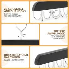 2-Pack Black Natural Wood Bra Hangers - 40 Rust-Proof Hooks, 360° Rotating, Space-Saving Closet Organizer For Bras, Tank Tops & Belts - màu đen - Xem 3