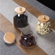 竹木盖透明玻璃水果盘，创意风格，日式带盖，干果托盘，多格水果盘，适合家用咖啡桌 - 彩色 - 查看 9