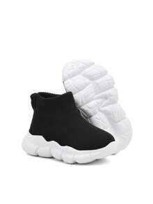 1双男童EVA软底袜鞋，幼儿休闲舒适防滑透气一脚蹬运动鞋，适合所有季节 - 黑與白 - 查看 15