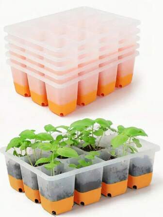 5/10 Pcs Seed Starter Tray 12 Cell Reusable Gardening Plant Germination Trays Indoor Greenhouse Mini Propagator Station For Indoor Planting Greenhouse Starting Seeds Growing Starting Optimal Sprouting