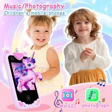 2,8 Zoll Kinder Telefon Spielzeug mit Einhorn Silikonhülle, stoßfestes Design, lustige Lernspiele & Musikplayer, kreatives Geschenk für Kinder, Weihnachten Halloween Geburtstag Geschenk für Kinder