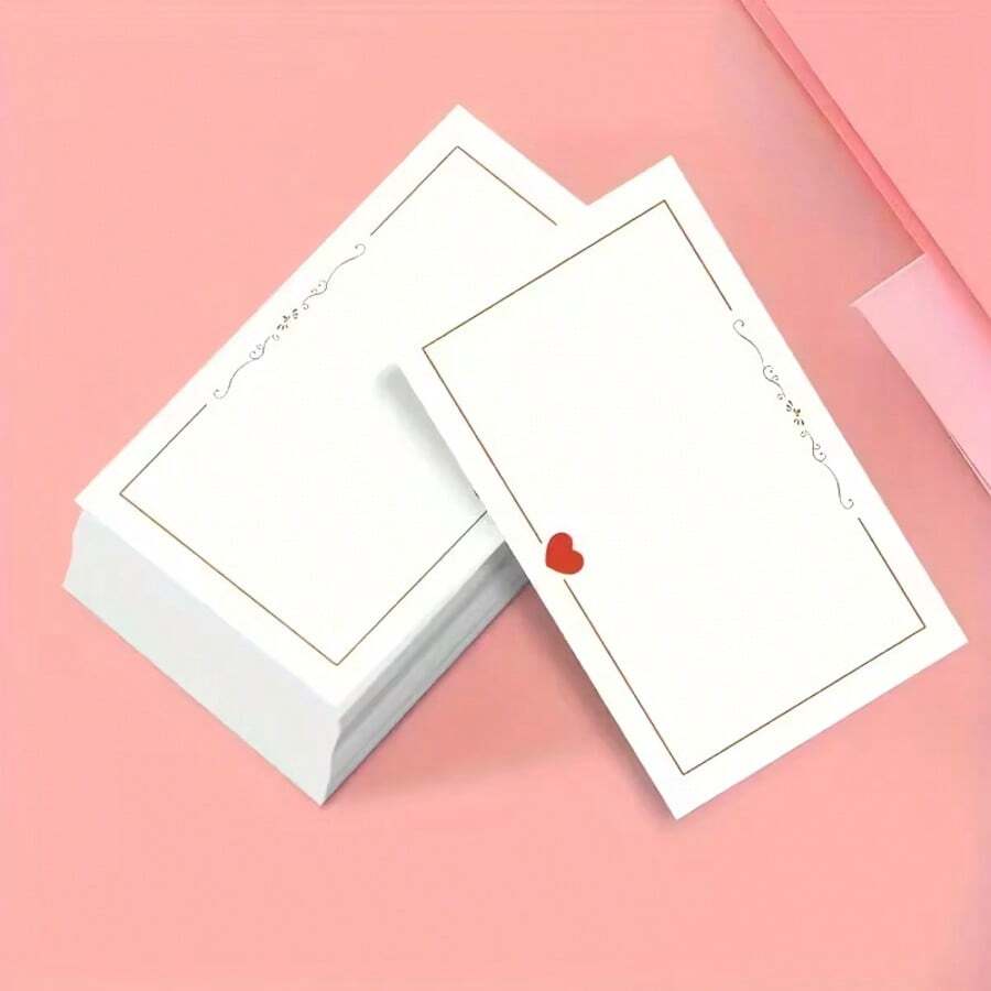 50/100张心形空白卡片，口袋卡，适用于婚礼、生日、周年纪念、节日、礼品标签、留言卡、钱包卡、名片、白色贺卡、教师节礼物、小型友情爱情卡、生日空白卡、书写卡、名片、商务感谢卡、心形小型商务卡、留言卡、趣味生日卡、生日快乐卡、婚礼卡、圣诞卡 - 彩色 - 查看 1