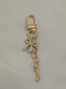 1pc White Exquisite Bow Tie Capital A-Z Letter Keychain Pendant Suitable For Bags, Backpacks, Car Key Pendants, Graduation Season, School Season, Small Gifts For Each Other, Suitable For Handbags, Backpacks, Keys,