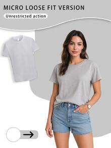Vian Lanman Women's Summer Casual Soft Cotton Crew Neck Short Sleeve T-Shirt,Oyster Club Lemon And Stripes Graphic.Gray - 灰色 - 查看 2