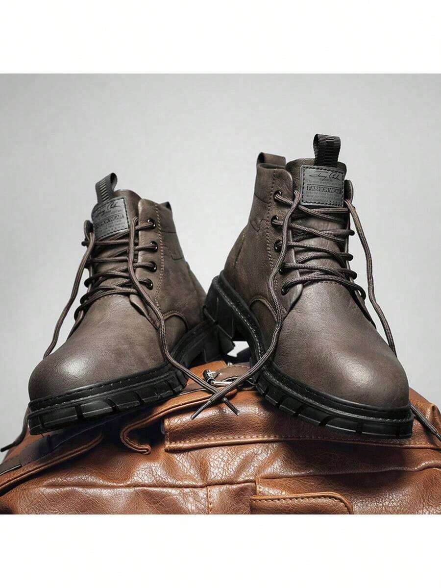 Men's Boots, High-Top, British Style Work Boots, American Retro Desert Motorcycle Outdoor Increased Height Military Boots, Autumn/Winter