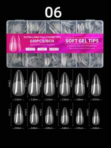 600Pcs Full Cover Press On Nail Tips Stiletto Almond Square Coffin French False Fake Soak Off Gel Nail Extension Tips Capsule Diy Press On Nails Nail Supplies Nails, Suitable For Beginners, Holiday DIY, Nail Salon Use - 彩色 - 查看 15