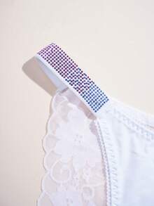 6 Stücke/Set sexy Mesh Patchwork Strass Taillenhöschen mit Spitze im brasilianischen Stil für Frauen