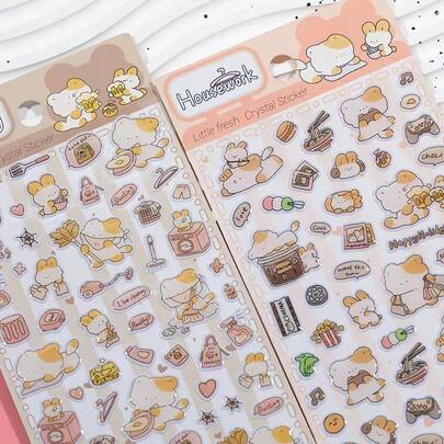 Pegatinas de cristal 3D de la vida diaria de mascotas lindas para niños, pegatinas decorativas de recompensa hechas a mano para álbumes de fotos, álbumes de teléfonos