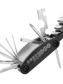 16合1自行车维修工具，多功能折叠扳手套筒六角扳手自行车维修工具套装 - 白色 - 查看 6