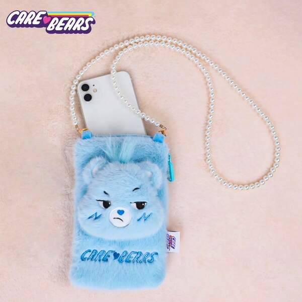  1PC Care Bears Officially Licensed Pink Blue Crossbody Bag Teddy Bear Cartoon Fanny Pack Travel Essential Makeup Bag Coin Purse Lightweight Fashion Item Halloween Christmas Thanksgiving Cozy Gifts For Family And Friends