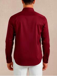 Camisa hombre  IMAPALA manga larga casual elegante con botones y cuello clásico SLIM FIT | camisa hombre, camisa manga larga, camisa elegante, camisa casual, camisa botones, camisa cuello clásico, camisa moderna, camisa versátil, camisa ligera, camisa formal hombre - Rojo - Ver 2