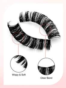 Rikuaild 10 Pairs D Curl Russian False Eyelashes, Lightweight & Fluffy, Thick & Curled, Criss-Cross Design, Faux Mink, Suitable For Parties, Music Festivals, Travel, Reusable, Create Voluminous Lashes - 俄羅斯條狀假睫毛 - 查看 3