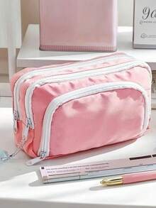 1PC New Large Capacity Stationery Bag, Stationery Pencil Steel Note Pen Storage Bag, Pencil Case, Portable Cosmetic Storage Bag