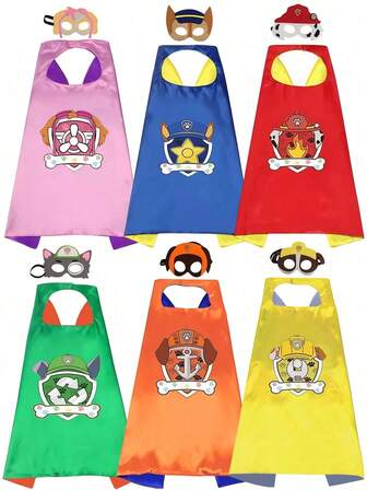  1Pc PAW Patrol Ryder Chase Rubble Skye Anime Cartoon Cloak And Masks, For Christmas Birthday Festival Party Cosplay Costume Capes Prop Group Costume