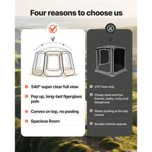 Pop Up Bubble Tent, 12 X 11.1 Ft Waterproof & UV-Resistant, Clear Camping Tent Shelter, Outdoor Garden Dome Tents With Windows, 540° Panoramic View, For 10-12 Persons Patio Backyard - 12*11,1ft - Xem 4