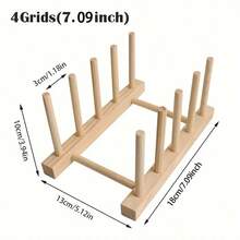 1pc Bamboo Plate Holder Rack, Kitchen Storage Organizer For Plates, Bowls, Cups, Pot Lids And Cutting Boards, Multipurpose Bamboo Drying Rack, Shelf, Home Kitchen Essentials