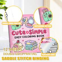 GDTME Cute Minimalist Daily Items (Camera, Mirror, Slippers, Desserts, And Books) Sweet Scene Coloring Book, Comfortable Space Coloring Book, Ideal For Valentine's Day, Mother's Day, Father's Day, Teacher's Day, Easter, Halloween, Christmas Parties And Birthdays, Great For Friends Who Enjoy Coloring And Back To School (Comes With Elegant Coaster Pad) - Pink - View 8