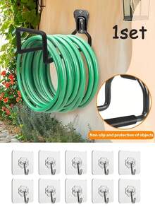 Heavy-Duty Garden Hose Bracket - Rust-Proof Wall-Mounted Storage Rack For Outdoor Gardens And Garages - Includes Screw Pack - Easy Installation And Space-Saving; Hose Organizer | Modern Garden Accessories | Durable Garden Equipment; Non-Marking Adhesive Transparent Wall Hooks, Strong Waterproof Wall Hooks, Drill-Free Self-Adhesive For Bathrooms, Kitchens, Bedrooms And Outdoors.