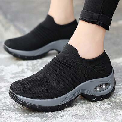 Zapatos de mujer de dos tonos para caminar, zapatos deportivos casuales con cojín de aire, zapatillas para aumentar la altura