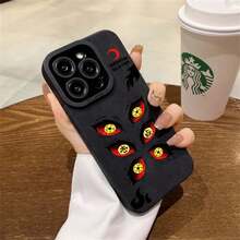 Étui en cuir suède et silicone de luxe avec motif d'œil de démon Kokushibo, compatible avec iPhone 17, 16, 15, 13, 12, 11, 14 Pro Max, XS, XR, 7, 8 Plus, X. Coque et étui compatibles avec 17 Pro, 17 Pro Max, 17. - Rouge foncé - Voir 5