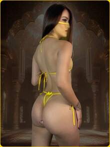 Naughty Odalisque Fantasy With Sequin Sexy Lingerie Set - 黃色 - 查看 2