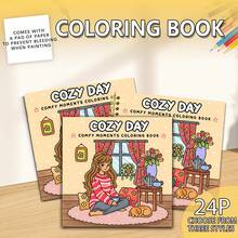 GDTME Comfortable Day Girl Relaxing At Home With Sleeping Puppy And Teapot Scene, Coloring Book For Cute Painting, Suitable As Gift For Valentine's Day, Mother's Day, Father's Day, Teacher's Day, Easter, Halloween, Christmas Party And Birthday, Great For Friends Who Enjoy Coloring And Back To School - Apricot - View 11