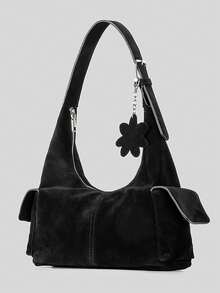 Geantă de umăr hobo din piele întoarsă, în stil retro, cu model Crescent Moon, buzunare multiple și capacitate mare. Un nou stil de toamnă/iarnă, această geantă simplă și casual este perfectă pentru naveta zilnică, serviciu, întâlniri de weekend, petreceri, sărbători sau ca un cadou pentru prieteni sau familie. - Maro - Vizualizare 11