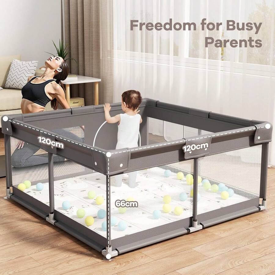 Caja para bebé con colchoneta de 120 x 120 cm, parque infantil, caja pequeña para bebé con barrotes, caja para bebé de tela Oxford, caja para bebé para el hogar