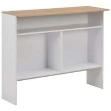 Bar Table With 2 Table Tops White And Oak 130x40x120 Cm - White - View 8