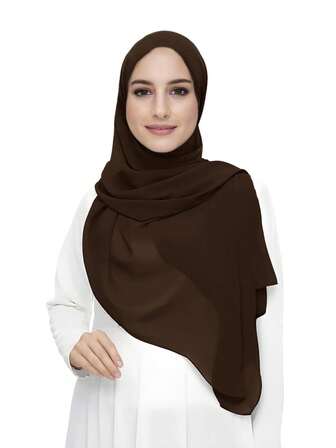 1 Peça Lenço Quadrado de Chiffon de Cor Sólida para Mulheres, Xale Casual Adequado para Uso Diário, 110*110cm