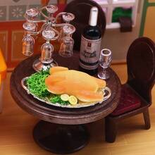 1/6/7pcs Dollhouse Mini Wine Cup Stand, Mini Wine Cup, Miniature Food Play Scene Prop Model Accessories, Mini Bar Scene, Retro Wine Cup Stand Set, Elegant Gold And Silver Mini Bar, Banquet Scene Decoration, With Glass Bracket, Perfect For Dollhouse Afternoon Tea Accessories, Festival/Birthday Gifts, Collectible Model Display, - Multicolor - View 9