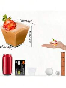 一套10/30/60/90个方形透明冰淇淋慕斯杯，带透明盖，可用作甜点杯、布丁杯，耐低温且易于清洗。适用于咖啡店、小吃店、自助甜点、家庭、娱乐场所、厨房、烘焙派对，可盛装布丁、芝士蛋糕、慕斯和果冻等甜点。 - 彩色 - 查看 11