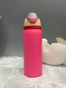 Botella de agua aislada de acero inoxidable con popote para deportes y viajes, sin BPA, 32 onzas, brisa helada - Rosa Roja - Ver 9