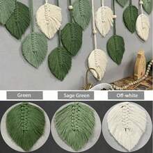 Bohemian Macrame Leaf Wall Hanging. Ideal For Bedroom, Kitchen, Dining & Bathroom Decor With Its Bohemian - Rustic Style. A Perfect Gift For Mom. - Green - View 3