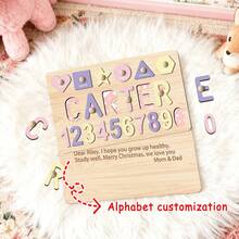 Personalized Name Puzzle, Baby Name Puzzle, Early Educational Toy For Baby Boys Or Girls, 3D Letter Puzzle Toy, Wooden Letter Puzzle, Easter, Halloween, Thanksgiving, Christmas Gift, Baby's 1st Birthday Gift, Wooden Puzzle, Personalized Gift, Birthday Gift, Customized Wooden Puzzle Toy, Anniversary Gift, Building Block Gift Set - Pink and Purple, 3 Rows, Names With Nails - View 6