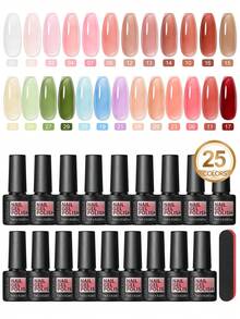 COSCELIA 25PCS Jelly Gel Nail Polish Set 25 Sheer Translucent Colors Soak Off UV LED For Spring Summer Home Manicure Gift - Love the Color Of Wings - View 1