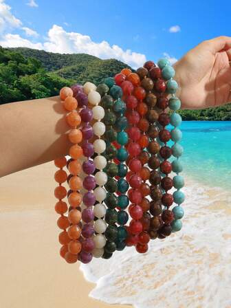 1件波西米亚风树脂云朵效果几何粗线手工打结项链，礼品及日常佩戴