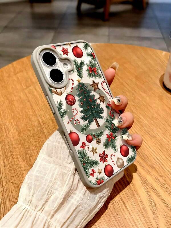 Weihnachtsbaum Muster Transparente magnetische Handyhülle für iPhone 17 16 15 14 13 12 11 Pro Max Plus Air,Acryl + TPU Phone Case & Stoßfeste, Cases, Geschenkidee für Männer und Frauen, Handy Zubehör, Handyhülle, Handyhüllen