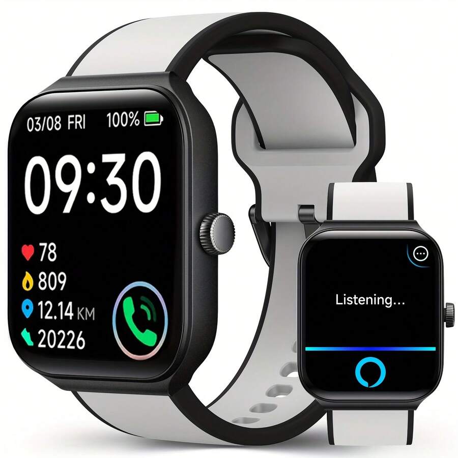 【Alexa智能手表】运动智能手表，配备1.95英寸屏幕，内置Alexa语音助手，可拨打/接听电话和接收消息通知，拥有超过100种运动模式用于活动追踪，配备300mAh电池，兼容Android和Apple系统——高品质礼品之选。 - 彩色 - 查看 1