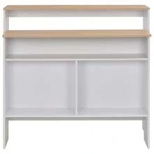 Bar Table With 2 Table Tops White And Oak 130x40x120 Cm - White - View 5